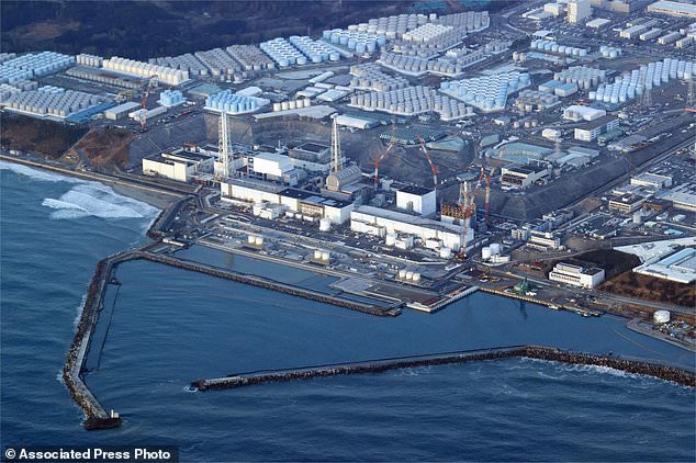 FILE - This aerial photo shows the Fukushima Daiichi nuclear power plant in Okuma town, Fukushima prefecture, north of Tokyo, on March 17, 2022. Images captured by a robotic probe inside one of the three melted reactors at the tsunami-wrecked Fukushima nuclear power plant were revealed at a news conference at the plant's operator, Tokyo Electric Power Company Holdings, Tuesday, April 4, 2023, showing exposed steel bars in the main supporting structure and its thick external concrete wall largely missing near its bottom, triggering concerns about its earthquake resistance in case of another major disaster. (Shohei Miyano/Kyodo News via AP, File)